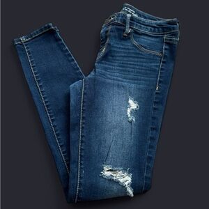 Mossimo Supply Co. Dark Blue Ripped Skinny Jeans